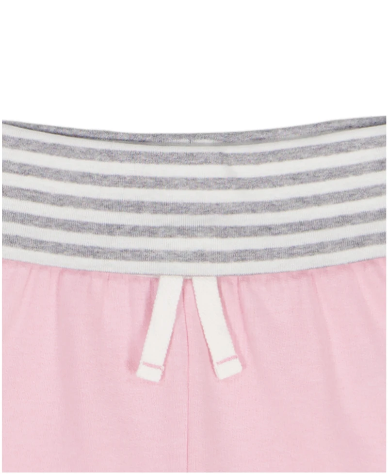Calvin Klein Girls' 2T-6X Ribbed Logo T-Shirt and Fold-Over Waist Shorts, 2-Piece Set