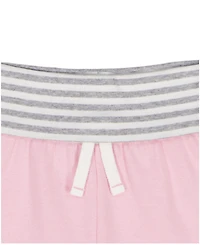 Calvin Klein Girls' 2T-6X Ribbed Logo T-Shirt and Fold-Over Waist Shorts, 2-Piece Set