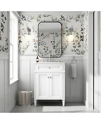 Sillysis 24" Modern Bathroom Vanity with Ceramic Sink, Soft Close Doors & Adjustable Storage Shelf for Small Spaces