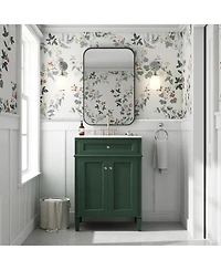 Sillysis 24" Modern Bathroom Vanity with Ceramic Sink, Soft Close Doors & Adjustable Storage Shelf for Small Spaces