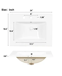 Sillysis 24" Modern Bathroom Vanity with Ceramic Sink, Soft Close Cabinet & Ample Storage for Small Spaces