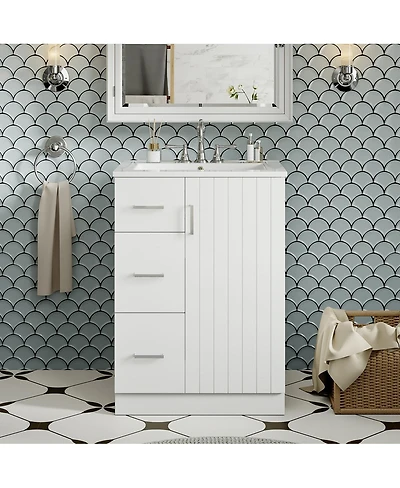 Sillysis 24" Modern Bathroom Vanity with Sink, Small Freestanding 2 Drawers and Soft Close Door
