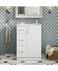 Sillysis 24" Modern Bathroom Vanity with Sink, Small Freestanding 2 Drawers and Soft Close Door