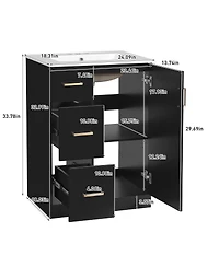 Sillysis 24" Modern Bathroom Vanity with Sink, Small Freestanding 2 Drawers and Soft Close Door