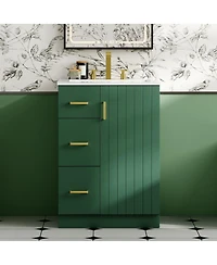 Sillysis 24" Modern Bathroom Vanity with Sink, Small Freestanding 2 Drawers and Soft Close Door