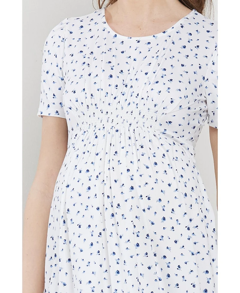 Hello Miz Maternity Floral Empire Waist Short Sleeve Dress