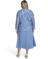 Jessica Howard Plus Soutache Jacket and Fit & Flare Dress, 2-Piece Set