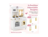 Slickblue Kids Wooden Chef Pretend Play Kitchen with Adjustable Heights