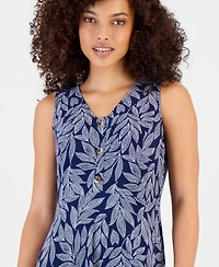 Anne Klein Essentials Petite Printed Sleeveless Midi Dress