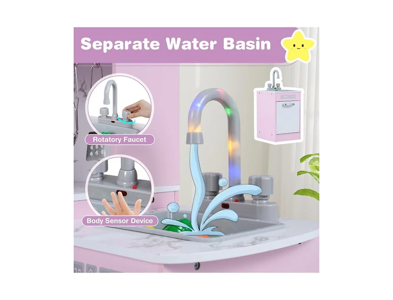 Slickblue Kids Corner Pretend Kitchen Playset with Separated Washing Basin