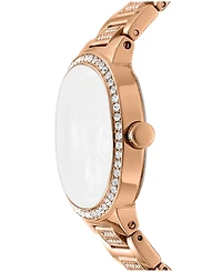 Dkny Women's Silver Crystal Covered Dial and Bezel Red-Gold Tone Stainless Steel Bracelet Multifunctional Watch, 36mm