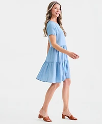 Style & Co Women's Chambray Tiered Dress, Macy's Exclusive