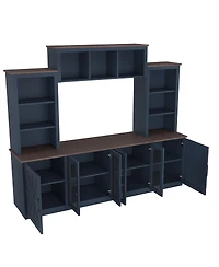 Streamdale Furniture Wall Unit Entertainment Center with Charging Station & Usb, Blue