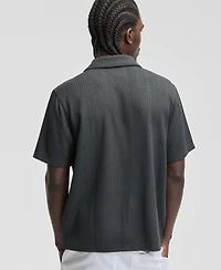 Sun + Stone Men's Textured Chevron Knit Short Sleeve Button-Front Camp Shirt, Created for Macy's