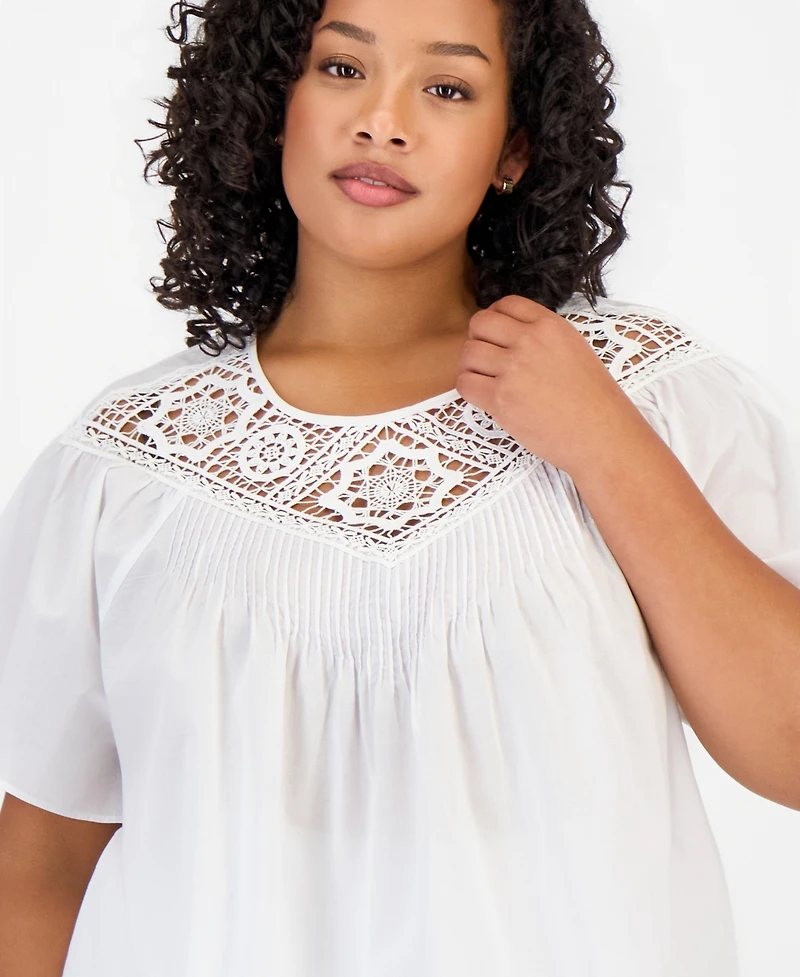 And Now This Trendy Plus Cotton Crocheted Top, Macy's Exclusive