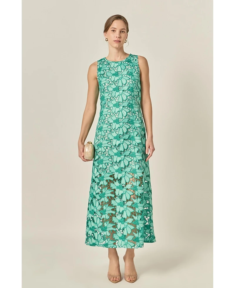 English Factory Women's Floral Embroidered Midi Dress