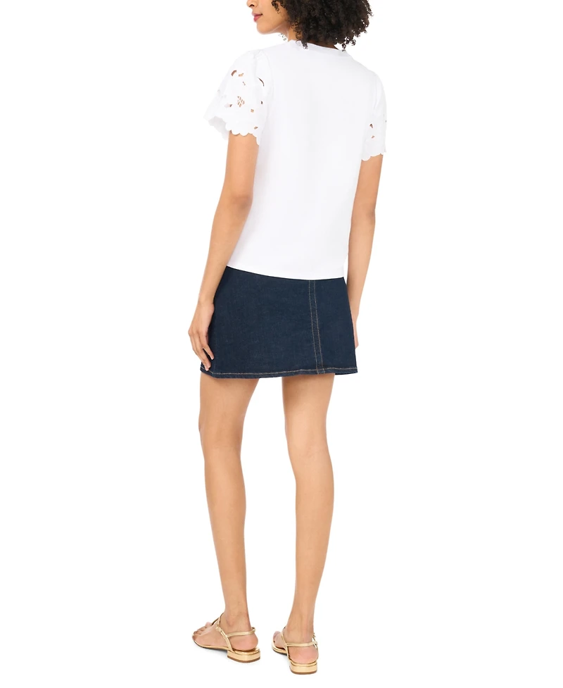 Vince Camuto Women's Embroidered Sleeve T-Shirt