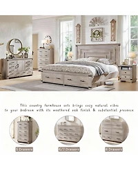 Yigii Rustic Nightstand with Charging Station & Storage