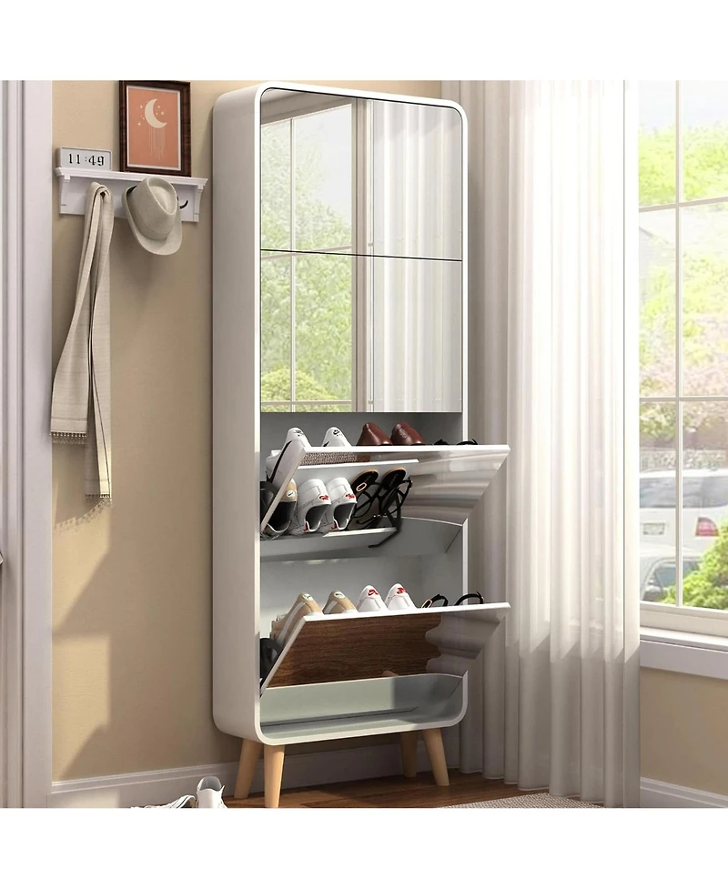 Rainsken Mirror Shoe Cabinet