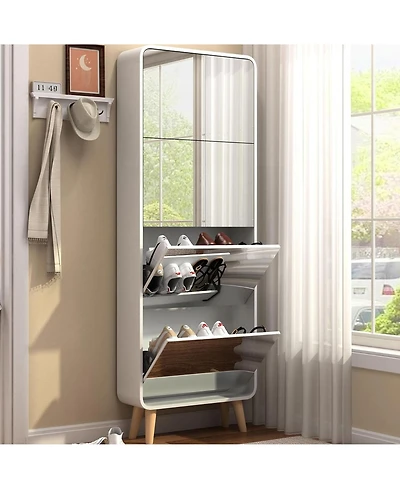 Rainsken Mirror Shoe Cabinet