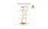 Aostirmotor Multi-Level Cat Tree with 2 Scratching Pads, Dual-Door Condo & Anti-Tip Kit for Indoor Cats
