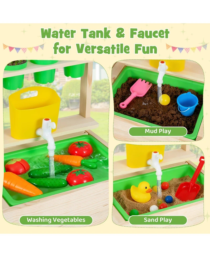 Slickblue Kids Mud Kitchen Playset with Chalkboard for Ages 3