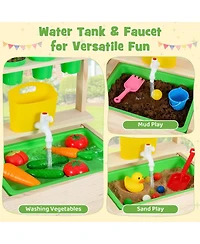 Slickblue Kids Mud Kitchen Playset with Chalkboard for Ages 3