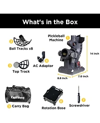 Furlihong Automatic Pickleball Machine with Oscillating Base, Adjustable Speed, Battery or Ac Power, and Tripod Compatibility for All Skill Levels