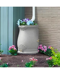 Good Ideas RWURN50-lig 50 Gallon Rain Saver Wizard Barrel Urn, Light Granite