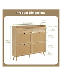 gaomon Oak Slim Freestanding Shoe Cabinet
