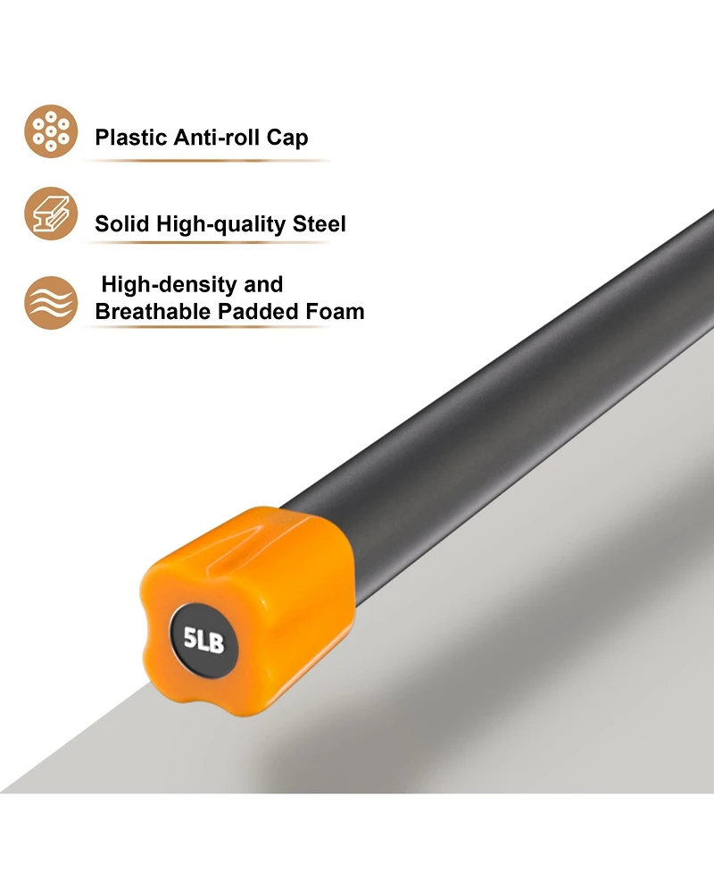 Signature Fitness Total Body Workout & Exercise Weighted Bar Padded Grip, 3 Pack