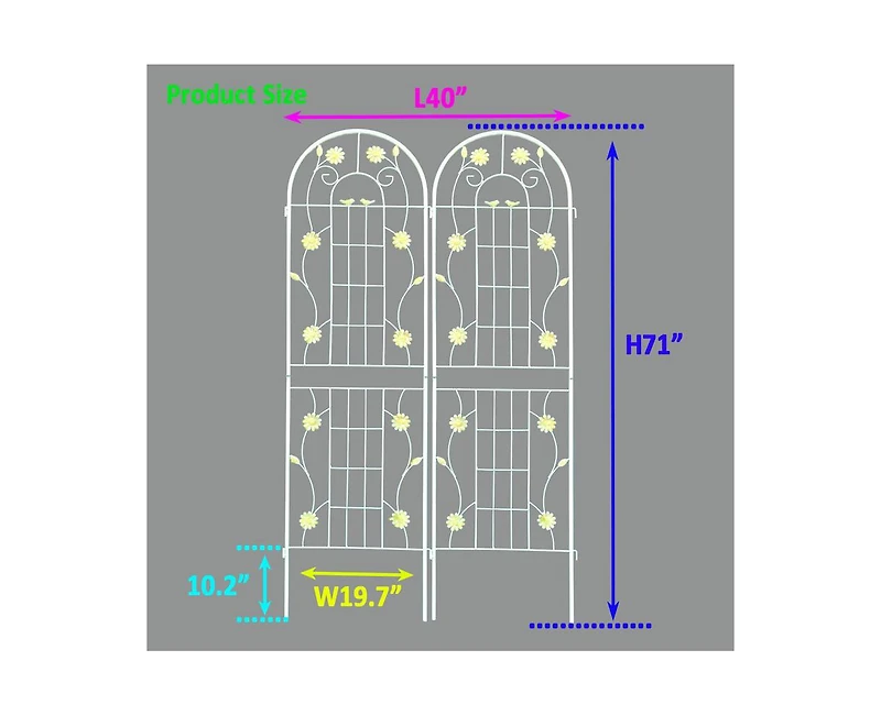 sumyeg 2 Pack Metal Garden Trellis 71" x 19.7" Rustproof for Climbing Plants Outdoor Flower Support