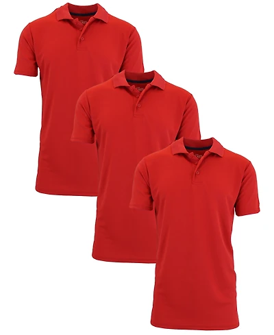 Galaxy By Harvic Men's Big & Tall Dry Fit Moisture-Wicking Polo Shirt Set, 3-Pack