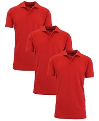 Galaxy By Harvic Men's Big & Tall Dry Fit Moisture-Wicking Polo Shirt Set, 3-Pack