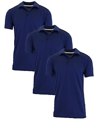 Galaxy By Harvic Men's Big & Tall Dry Fit Moisture-Wicking Polo Shirt Set, 3-Pack