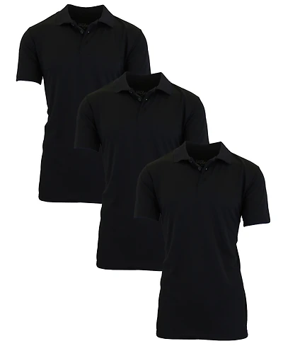 Galaxy By Harvic Men's Big & Tall Dry Fit Moisture-Wicking Polo Shirt Set, 3-Pack