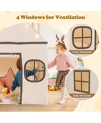 Mecale Kids Large Playhouse Tent with Star Lights, Door Curtain, and Windows, Indoor
