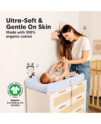KeaBabies 2pk Soothe Changing Pad Covers for Girl, Boy, Soft Cotton Contoured Diaper Table