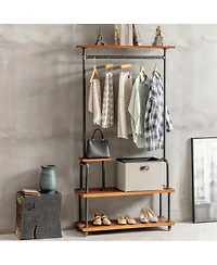 Yigii Heavy Duty Industrial Pipe Garment Rack with Wheels for Home and Office