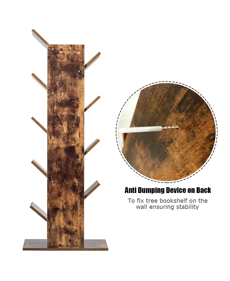 Sugift 8-Tier Free Standing Tree Bookshelf