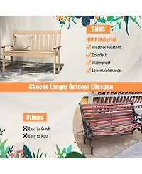 Sugift 52 Inch All-Weather Hdpe Outdoor Bench with Backrest and Armrests