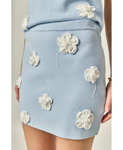 English Factory Women's 3D Flower Knit Skirt