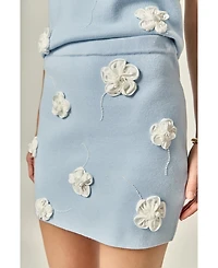 English Factory Women's 3D Flower Knit Skirt