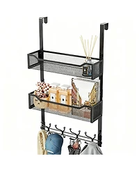 Yigii 16 Hooks Over Door Organizer with Mesh Baskets for Space Saving Storage