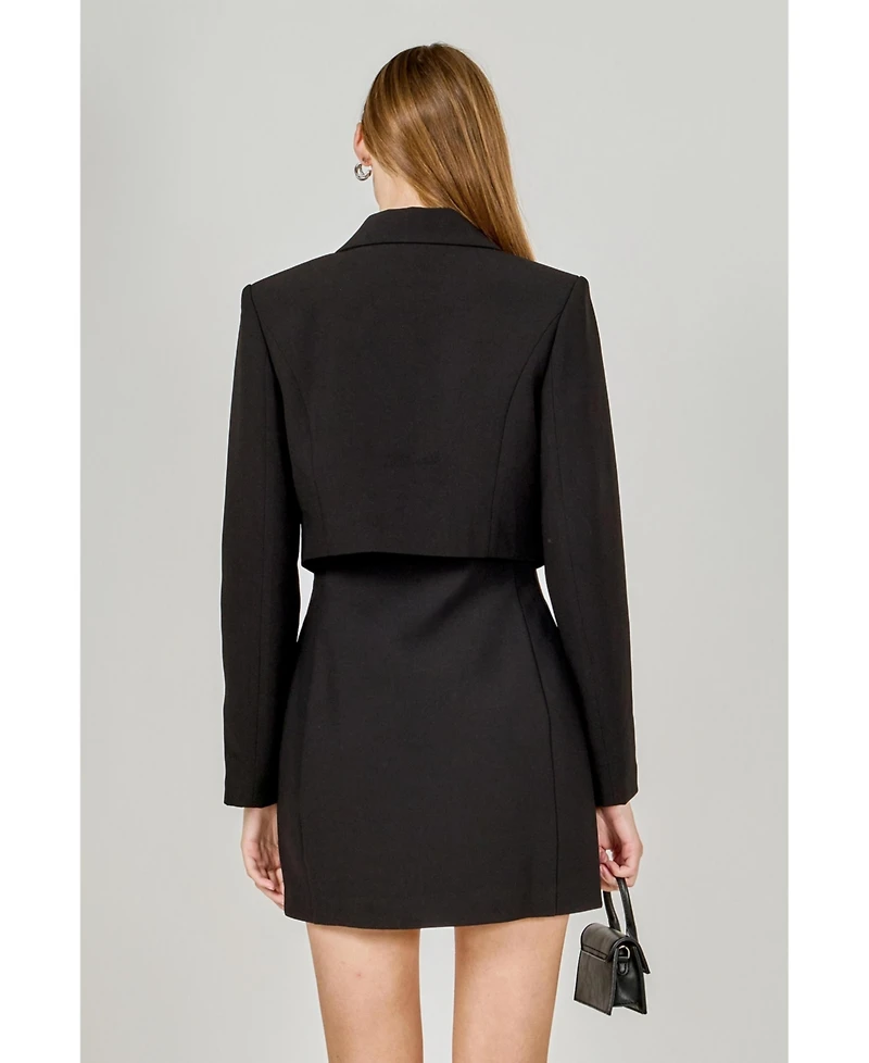 endless rose Women's Rhinestone Bow Cropped Jacket