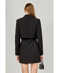 endless rose Women's Rhinestone Bow Cropped Jacket