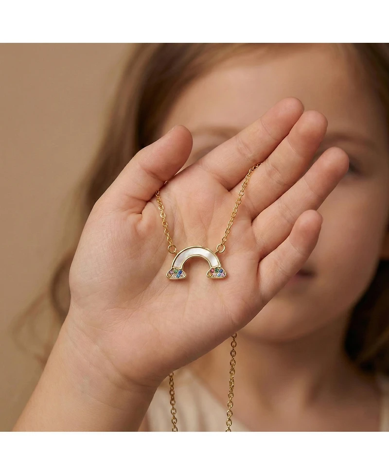 GiGiGirl Radiant 14K Gold Plated Mother Of Pearl & Rainbow Cz Necklace