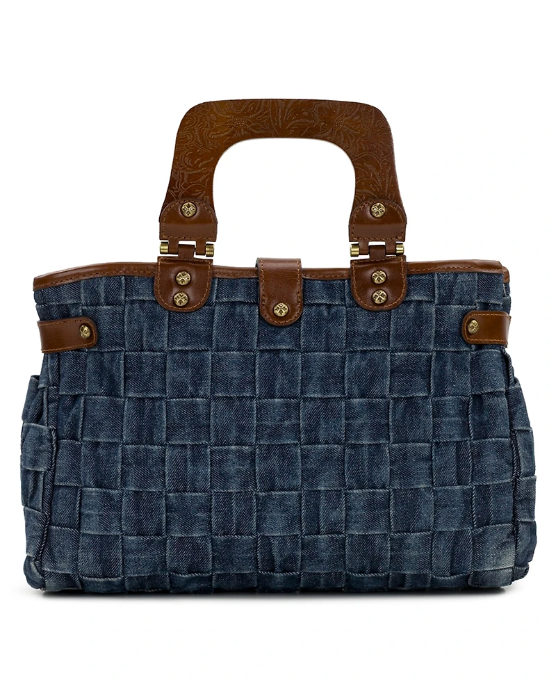 Patricia Nash Sancia Washed Woven Denim Large Satchel Bag