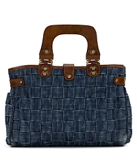 Patricia Nash Sancia Washed Woven Denim Large Satchel Bag