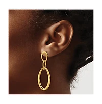 Curata Jewelry Solid 18k Gold Italian 47x16mm Elongated Oval Links Dangle Post Earrings 46.8x15.8mm Wide Dangle Earring